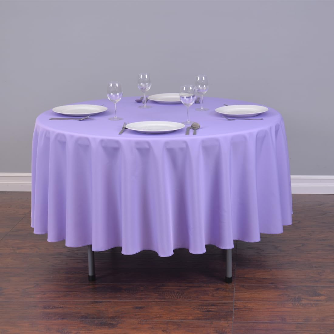 LTC LINENS 5 Pack 90 Inch Round Tablecloth Lavender - Wrinkle Resistant Table Cloth for Round Table