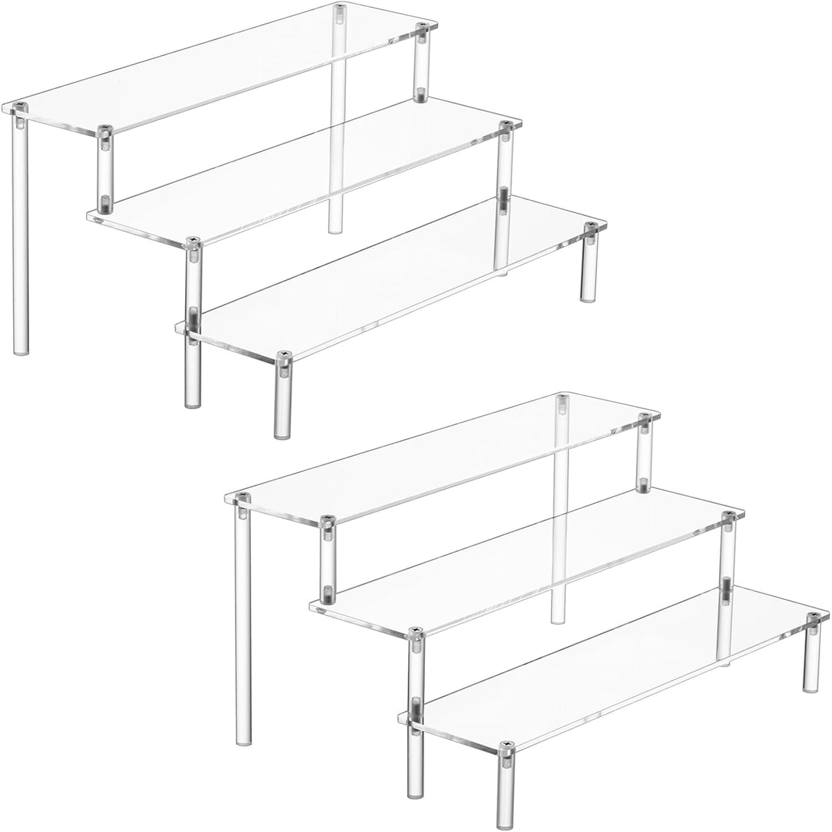 2PCS Large Acrylic Display Risers, Perfume Stand Organizer, Clear Acrylic Shelf Risers for Display