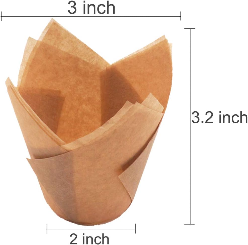150pcs Tulip Cupcake Liners Natural Baking Cups Muffin Paper Liner Grease-Proof Wrappers for