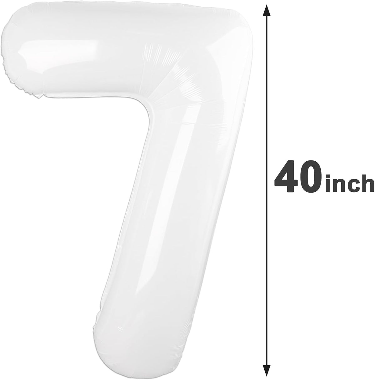 White Number 7 Birthday Balloon 40 Inch, Digital Balloons for 7 17 27 70 77 Party Celebration
