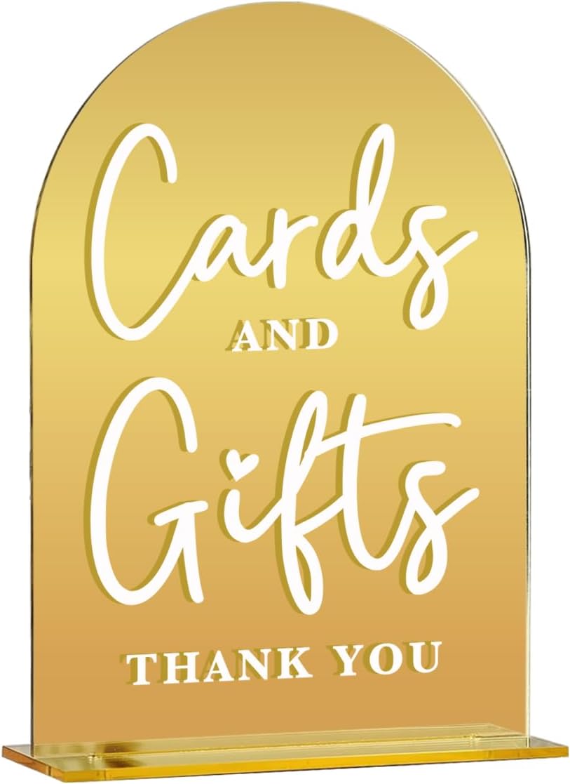 Acrylic Wedding Sign, Bridal Shower Decorations, Cards and Gifts Sign for Ceremony, Modern Font