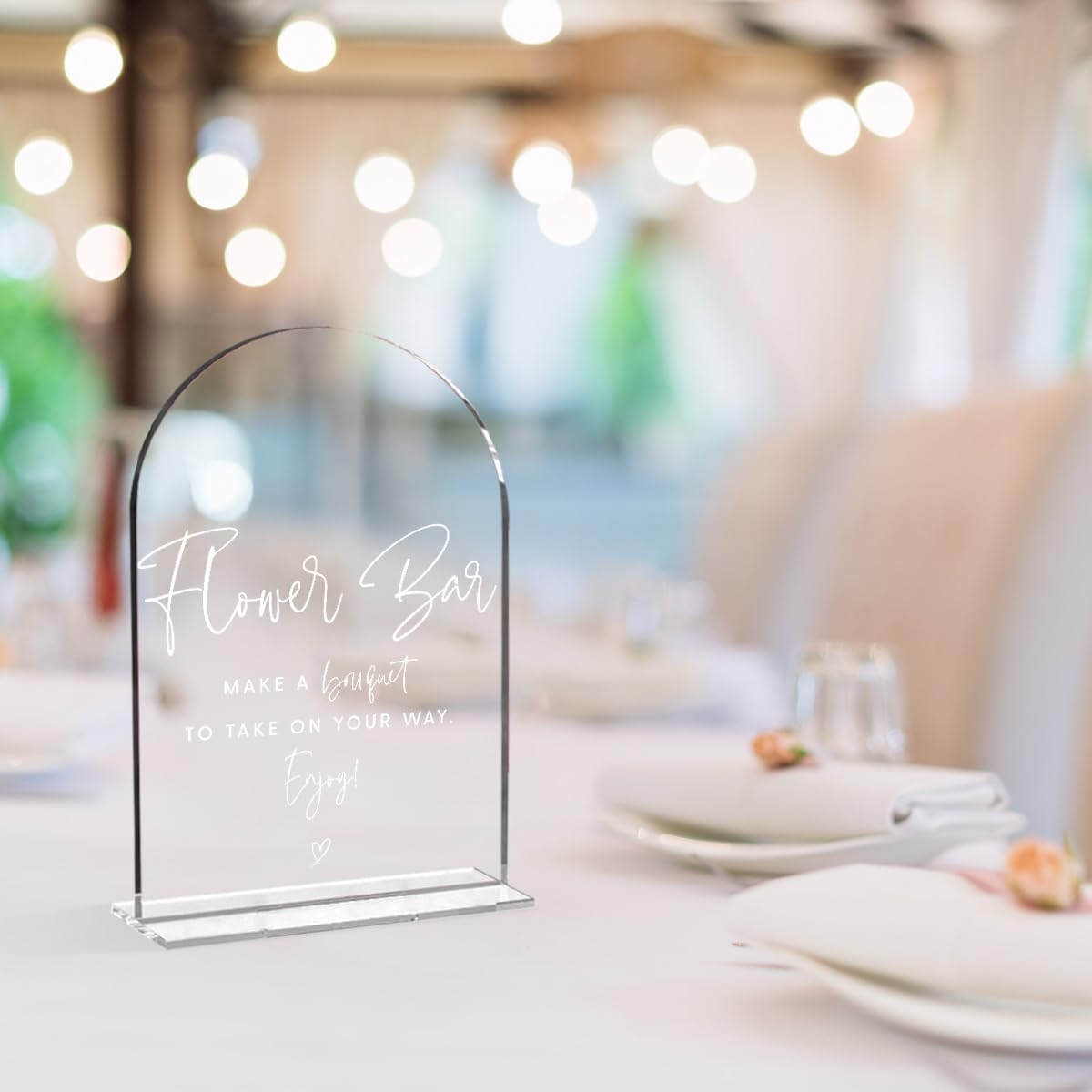 Wedding Signs，Flower Bar Sign, 5 x 7 Inch Arch Acrylic Sign, Wedding Sign for Ceremony and