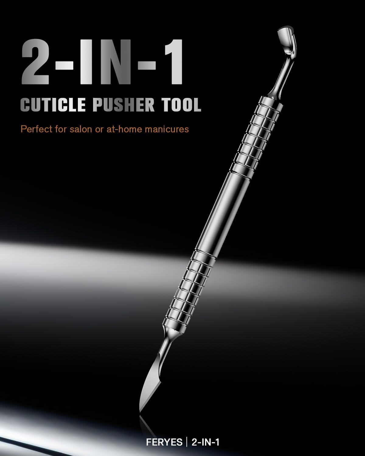 2025 Upgraded Dual-Head Cuticle Pusher Tool - Horseshoe shape & Chisel Edge Stainless Steel Remover