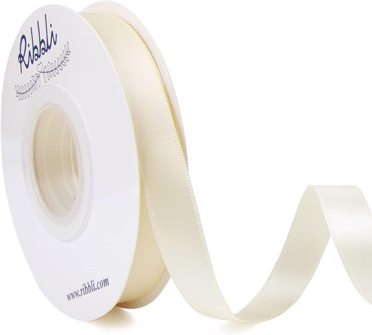 Ribbli Ivory Double Faced Satin Ribbon,1/2” x Continuous 25 Yards,Use for Craft Bows Bouquet, Gift