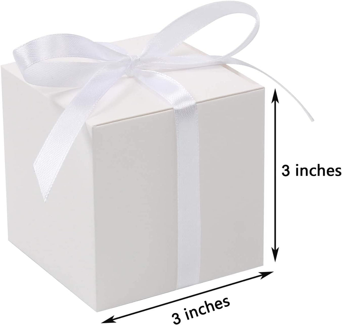 COTOPHER 25pcs Wedding Favor Boxes, Paper Gift Boxes 3x3x3 Inches Small Gift Boxes with Ribbons for