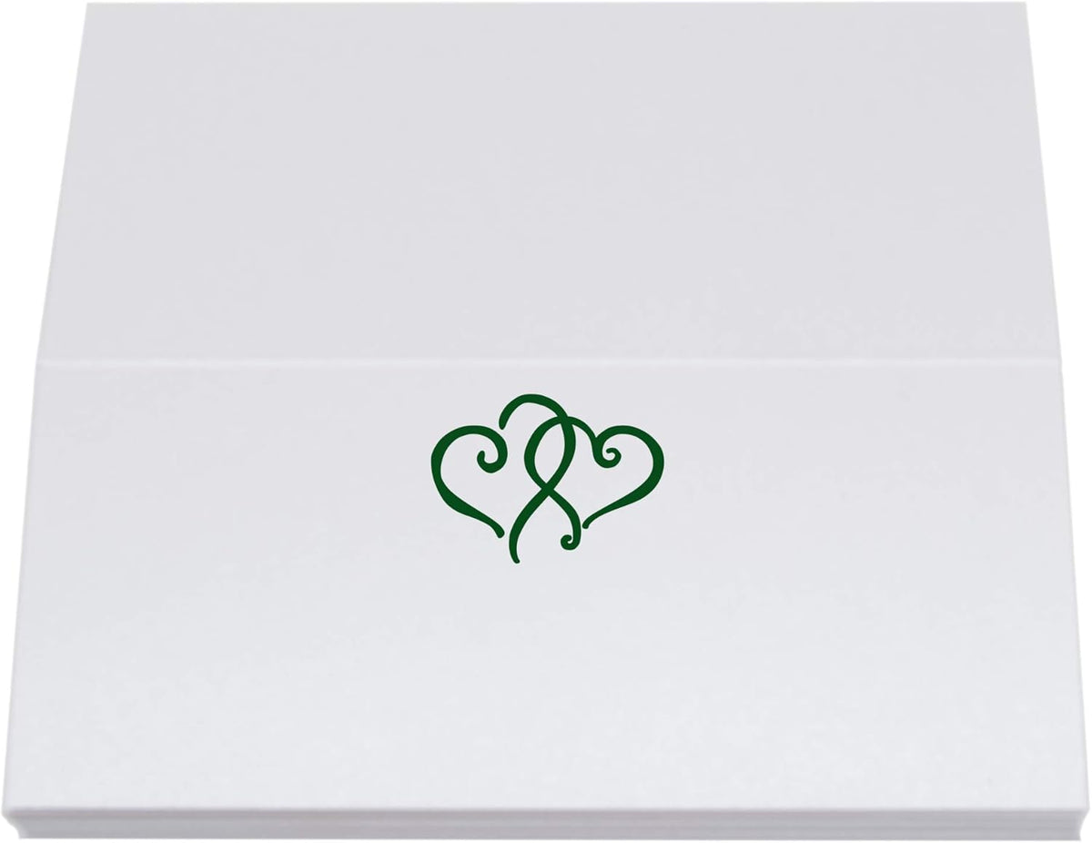 Linked Hearts Place Cards, Hunter Green (Choose Color), Set of 60, Pre-cut and Scored - Wedding