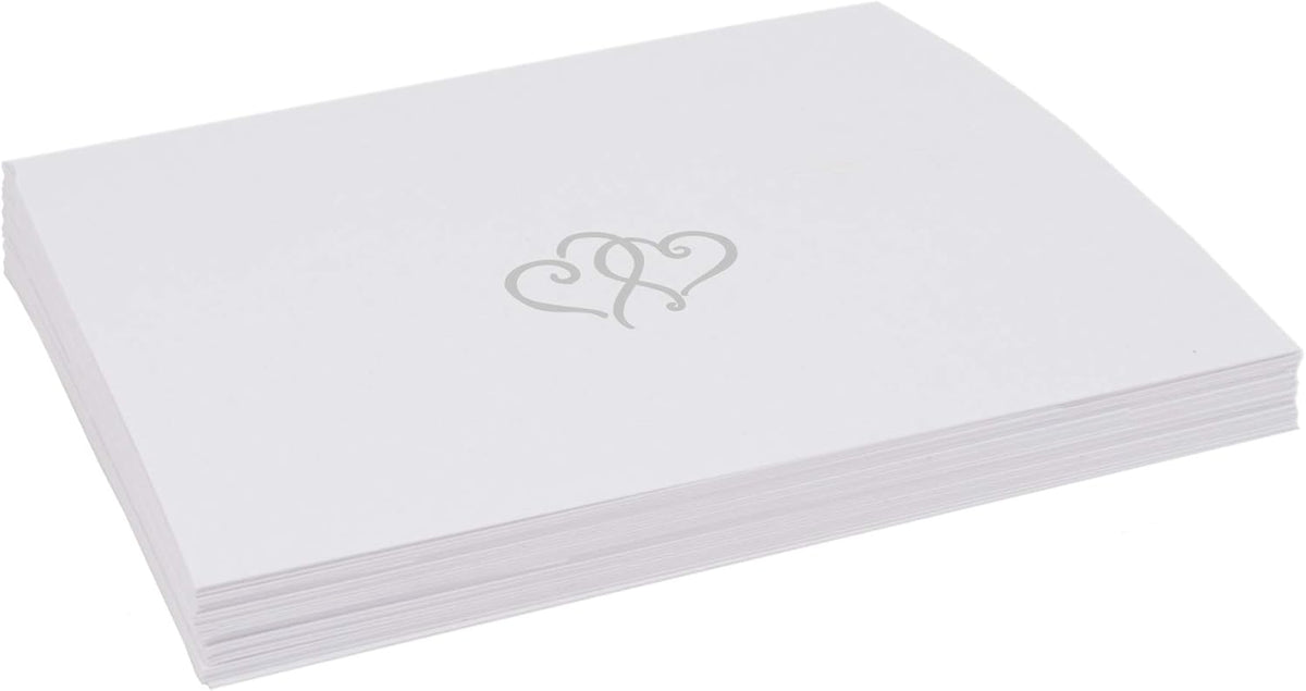 Linked Hearts Place Cards, Silver (Choose Color), Set of 150, Pre-cut and Scored - Wedding, Party