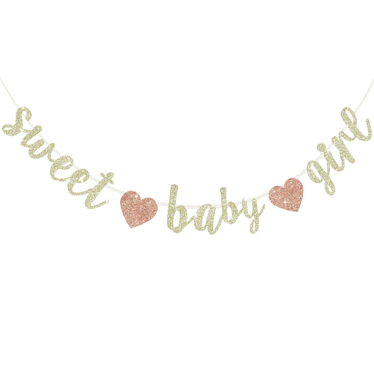 BEISHIDA Pre-Strung Glitter Champagne Girl Baby Banner Baby Shower Decor