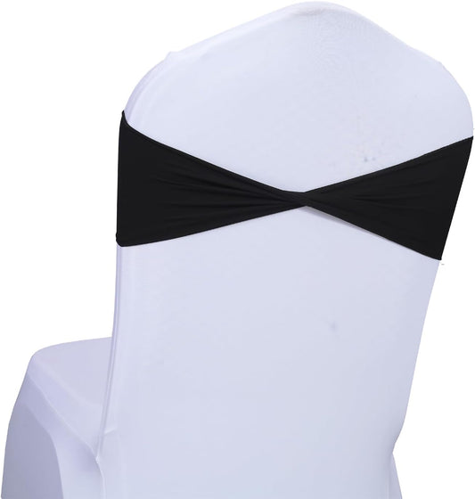 MDS Pack of 50 Spandex Chair Sashes Bows Elastic Stretch Dining Chair Bands Ties Without Slider