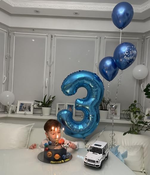40 Inch Navy Blue 3 Large Number Balloon, 3 13 23 30 33 36 38Blue Birthday Party Decorations