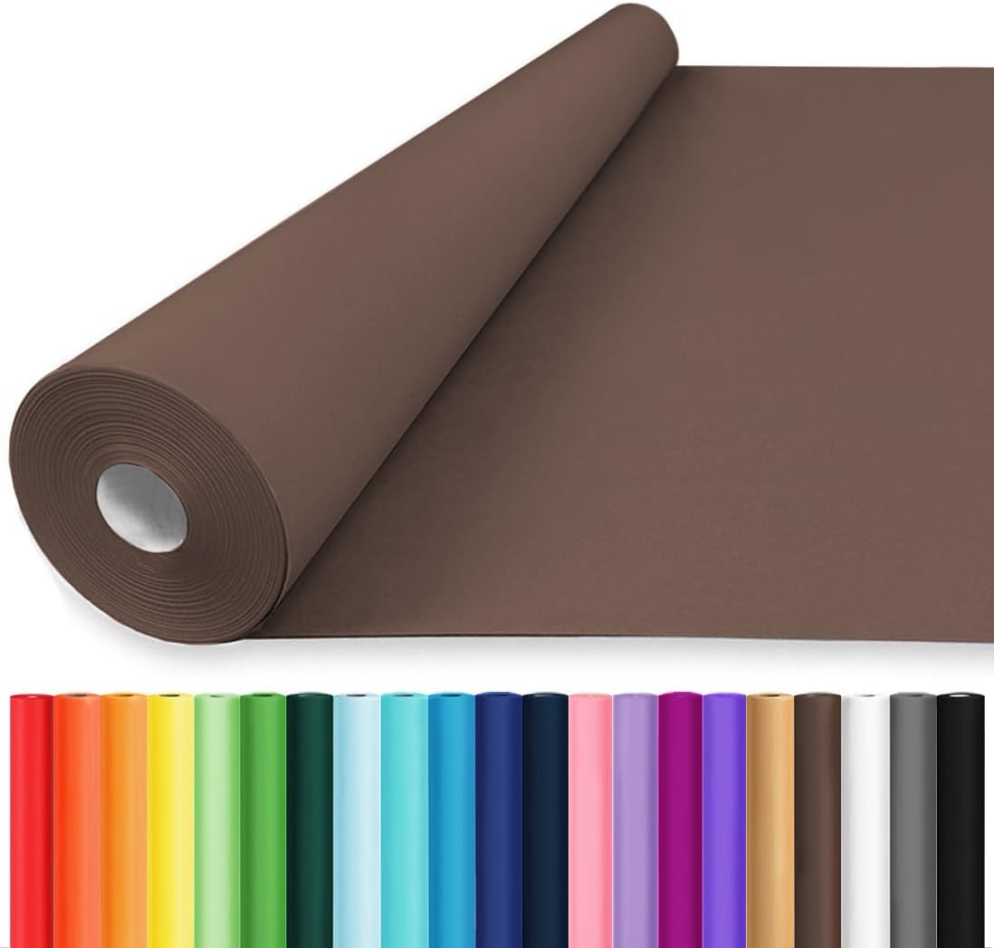 Vanhench 36" x 2400" (200') Coffee Brown Wrapping Paper Kraft Paper, Chocolate Brown Solid Color