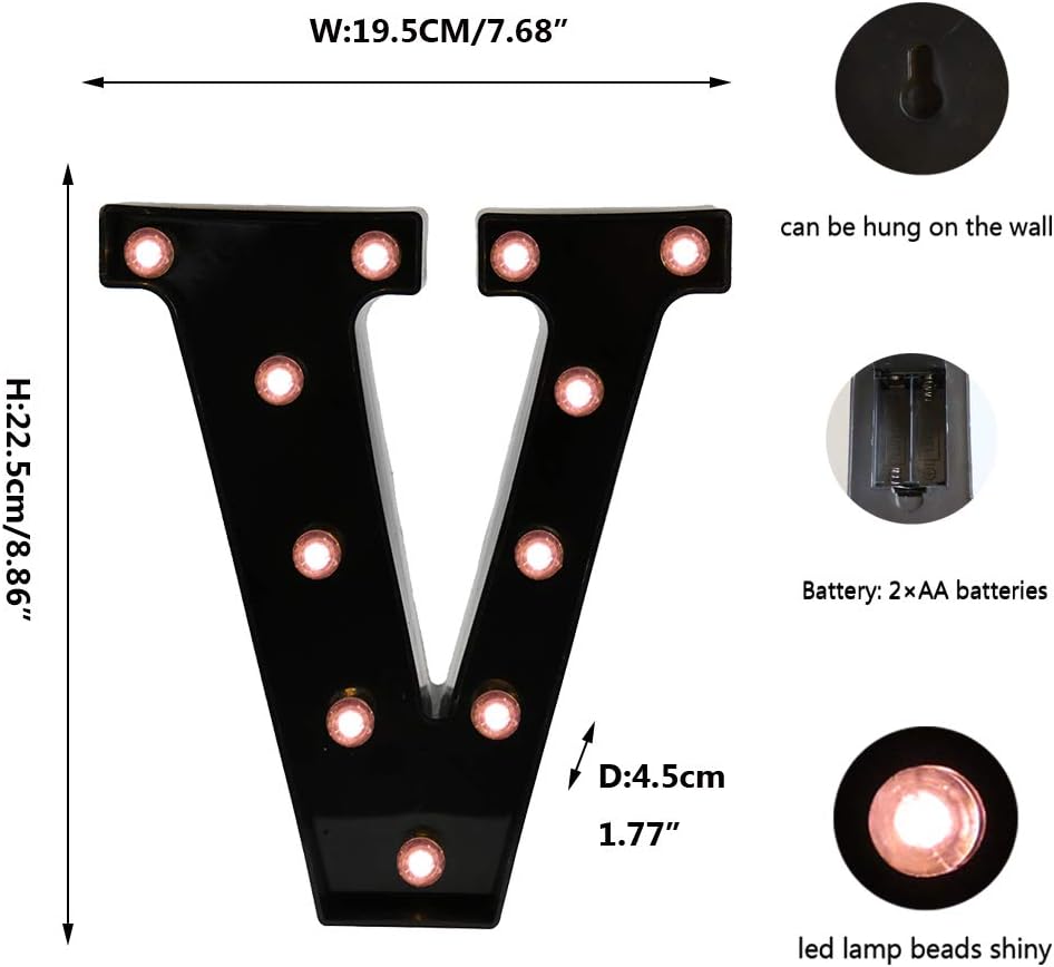 Light Up Black Alphabet Marquee Letters Sign LED Marquee Number Lights Sign for Night Light Home