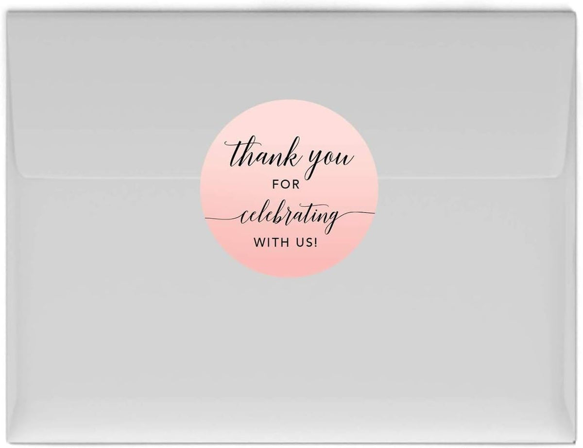 Andaz Press Blush Pink Rose Elegant Party Collection, Round Circle Label Stickers, Thank You for