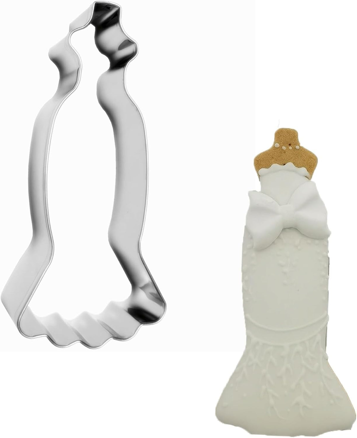 Large Size Dress Shaped Cookie Cutter, Stainless Steel Strapless Mermaid Fishtail Princess Wedding