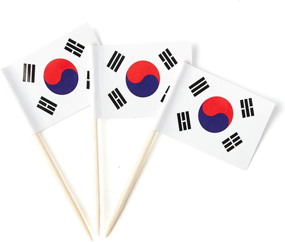South Korea Flag Korean Flag, Small Mini South Korean Toothpick Flags for Food, Cupcakes