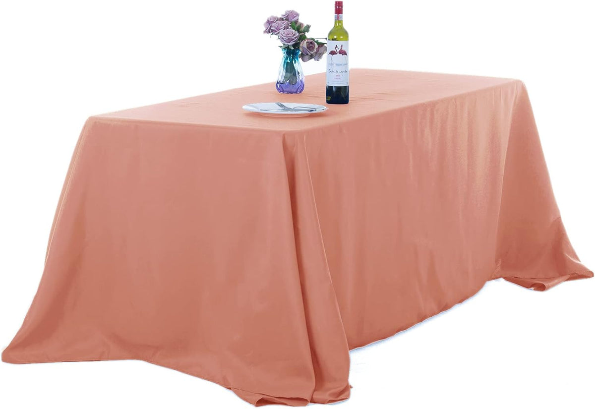 Ascoza 2pack 90x156 Inch Dusty Pink Rectangular Tablecloth 6 Feet Table Cloth in Polyester Fabric
