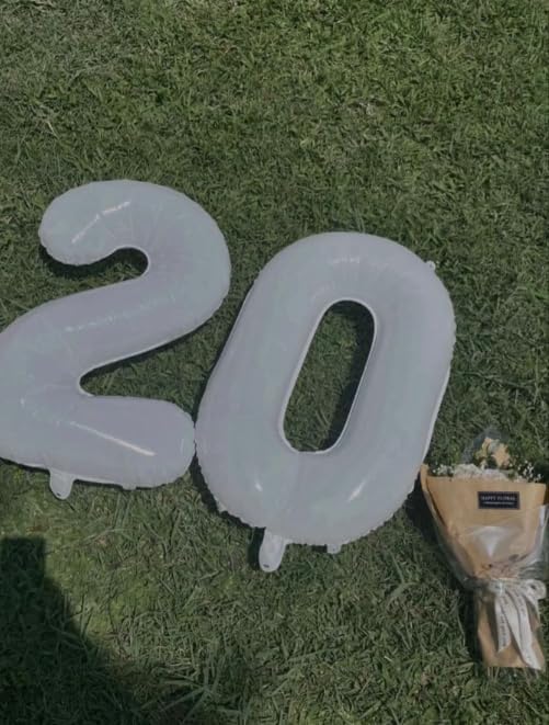 White Helium Number Balloon 40 Inch, Giant Foil White Number 0 Birthday Balloons, Large Numbers 10