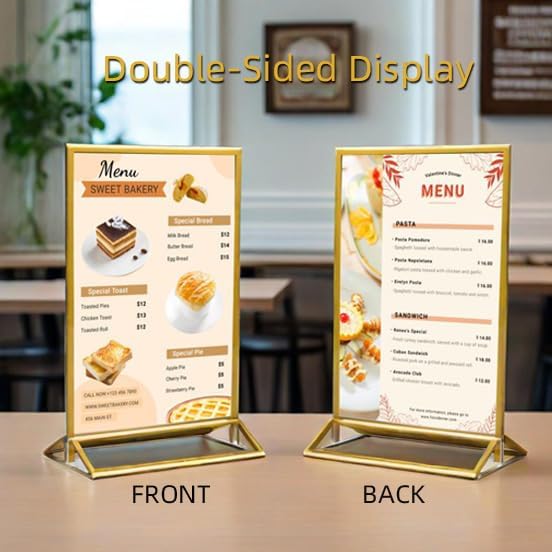 6 Pack Acrylic Sign Holder 4x6 Inches, Double-sided Picture Frames for Wedding Table Numbers