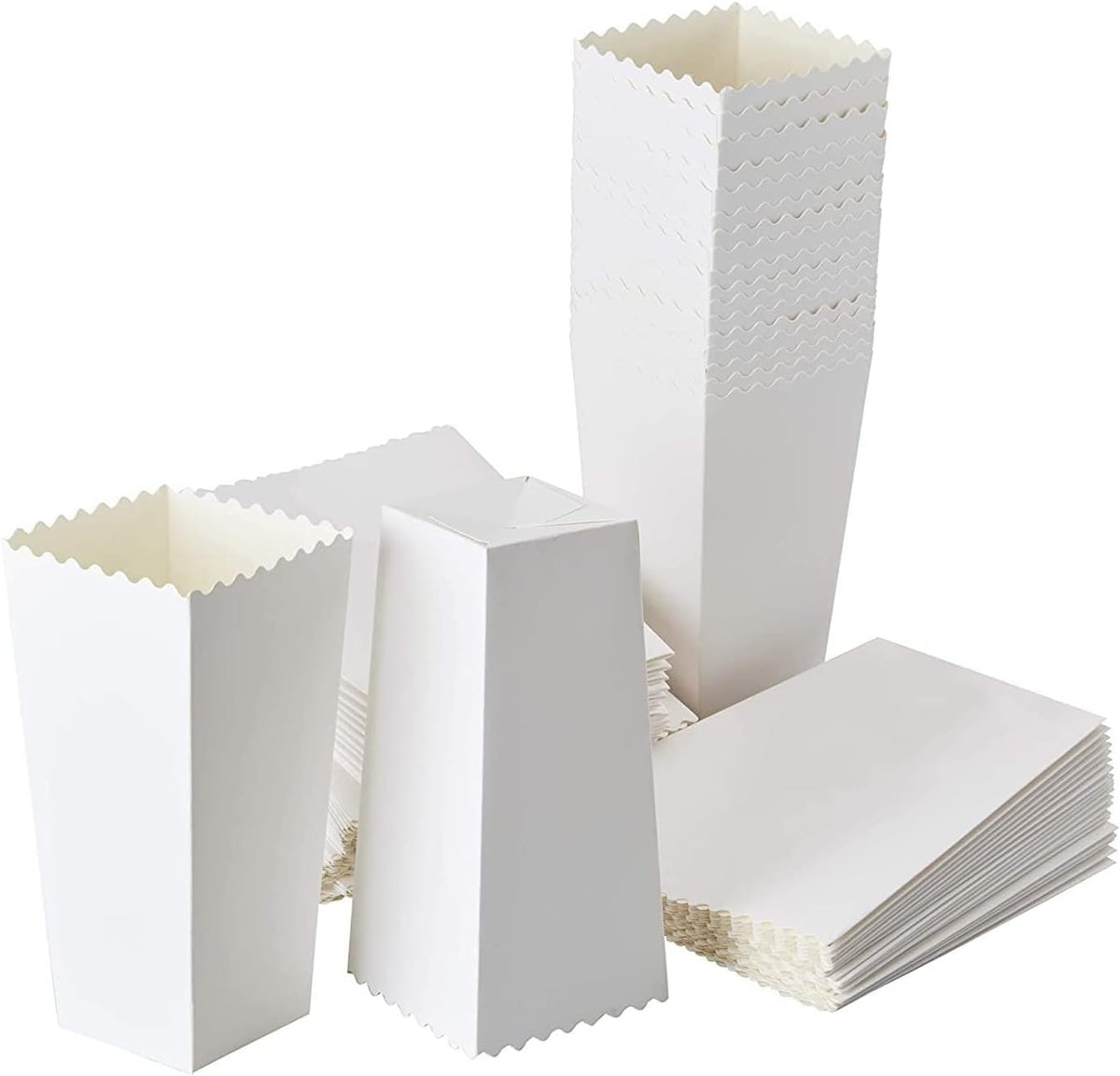 BLUE PANDA 100 Pack White Popcorn Boxes Bulk for Party - White Popcorn Containers for Movie Night &