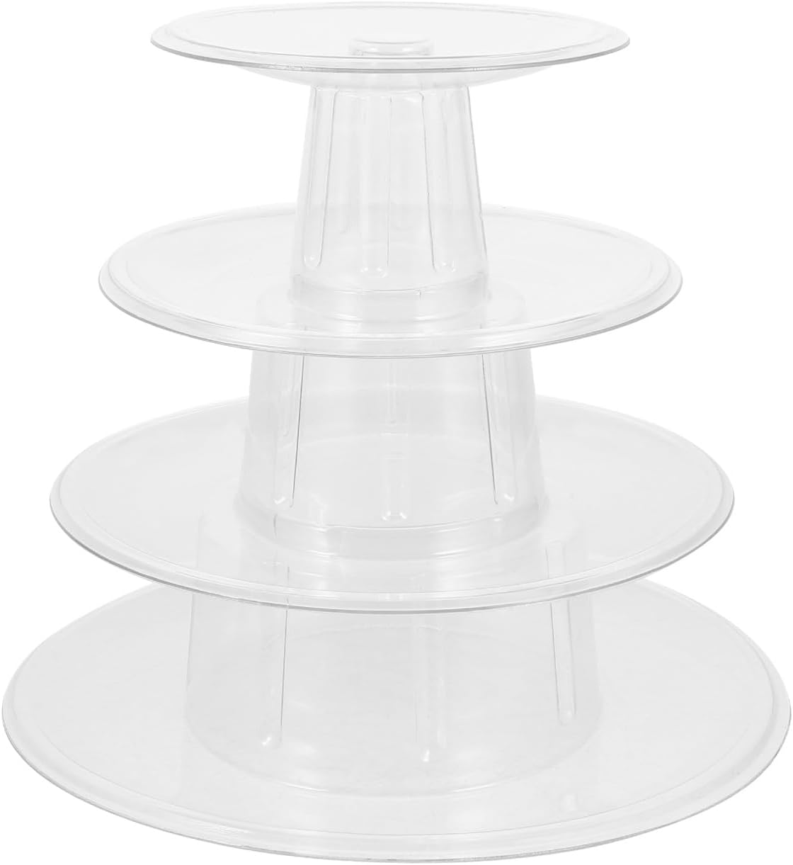 DOITOOL Macaron Tower Stand 4 Tier Transparent Plastic Round Macaron Tower Display Stand for French