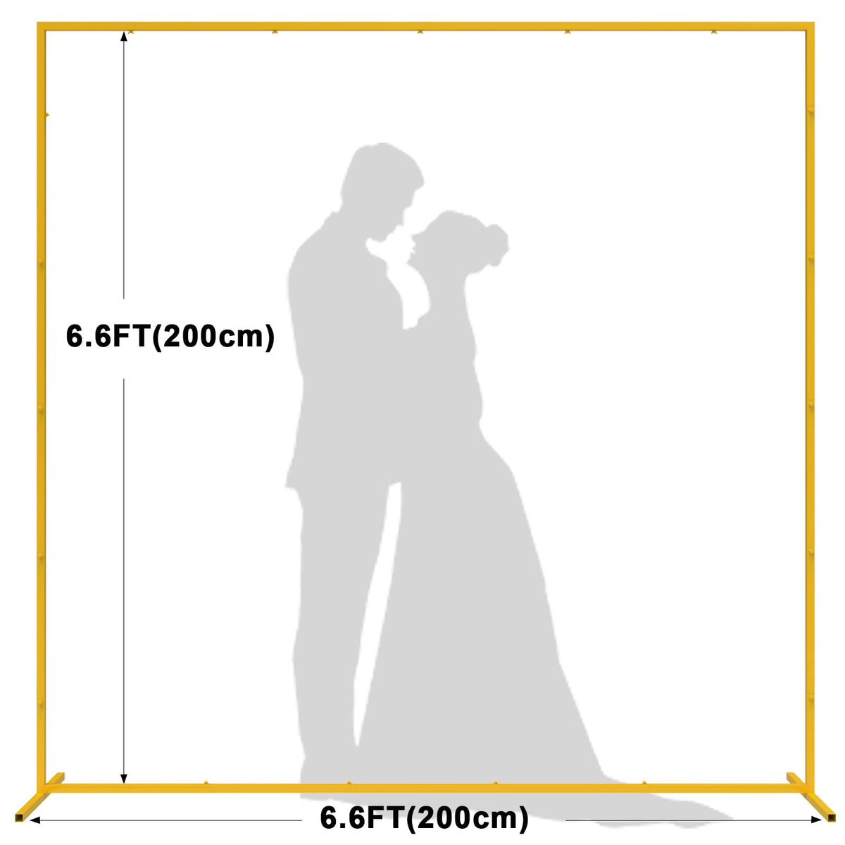 Wokceer Square Backdrop Stand Gold Metal Wedding Arch Stand 6.6FT x 6.6FT