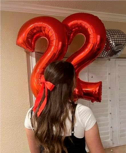 Number Balloon 40 Inch Red 2 Balloon, Number 2 Balloon Two Second 2nd Birthday Party Supplies, 12