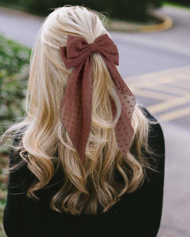 Tobeffect Hair Bow for Women Clips Bulk, Big Ribbon Bows with Long Tail, Oversized Bow Hair