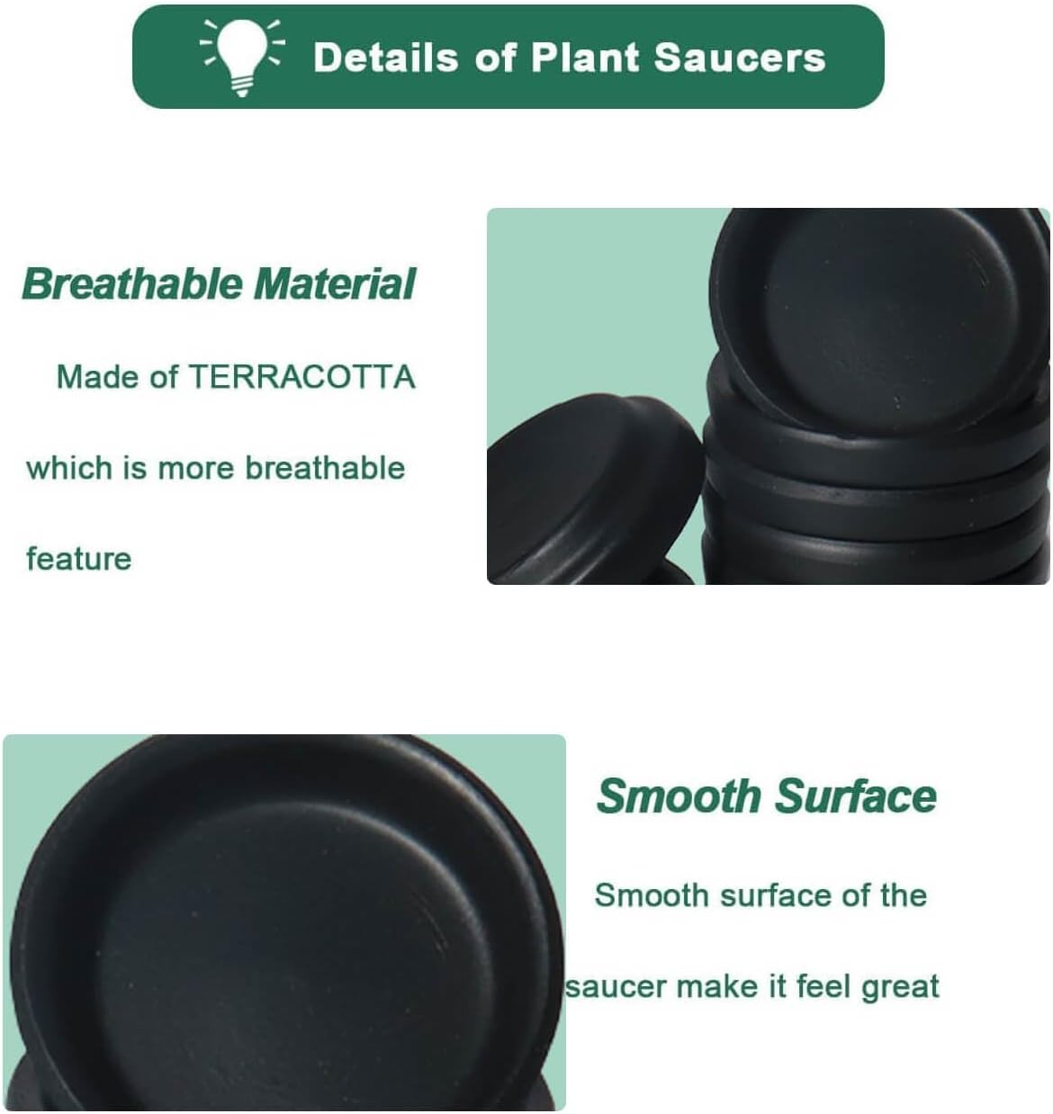 vensovo 2 Inch Black Terracotta Plant Saucer Pots Tray - 12 pcs Mini Planter Saucers for Indoor &