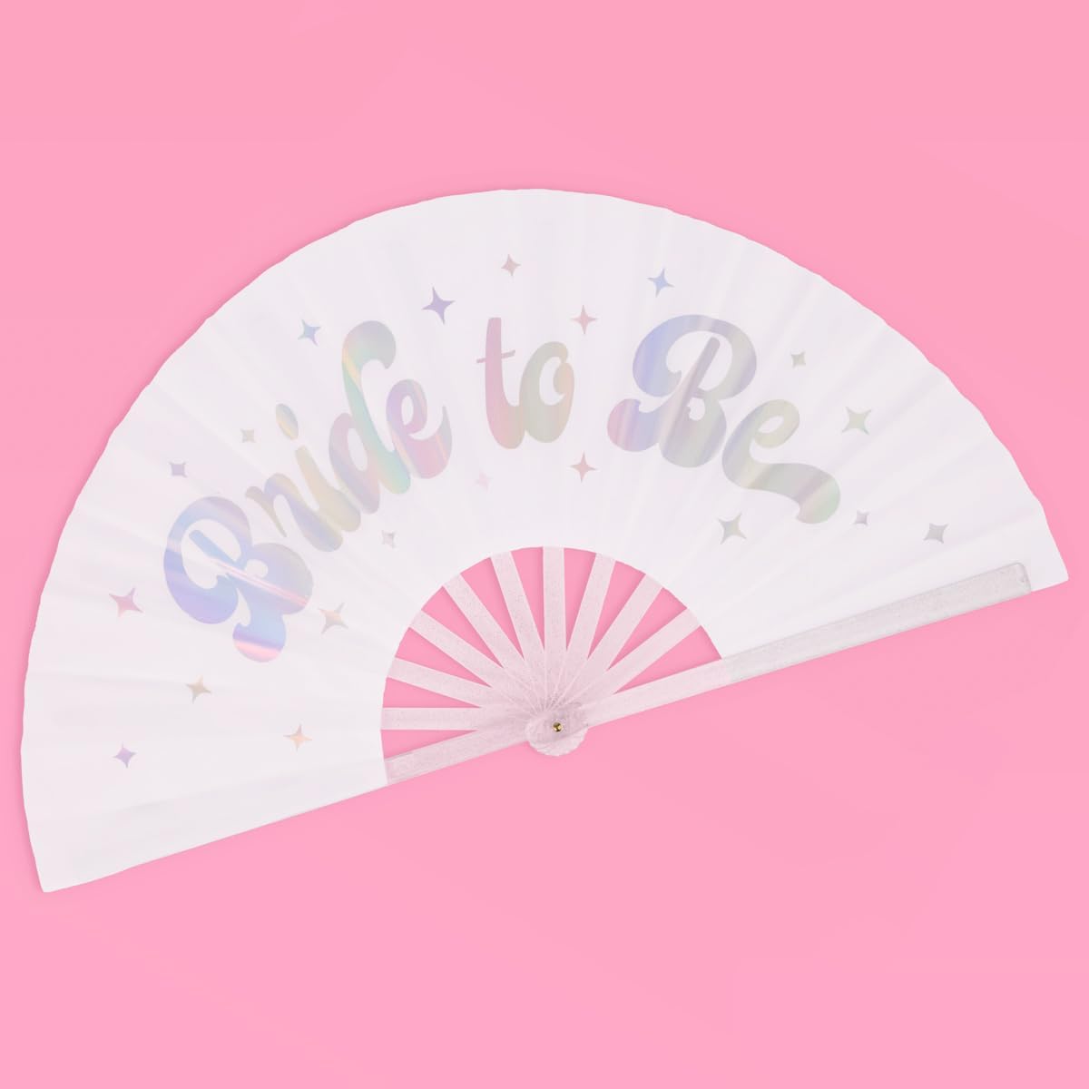xo, Fetti Bride to Be Iridescent + Glitter Folding Fan | Bachelorette Party Decorations, Rave