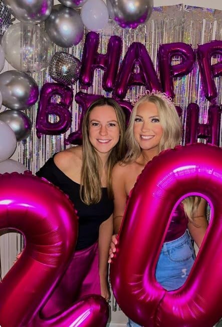 Hot Pink Helium Number Balloon 40 Inch, Giant Foil Hot Pink Number 0 Birthday Balloons, Large