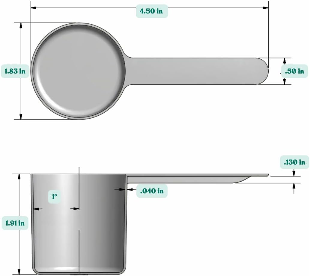 70 mL (2.37 Oz. | 4.73 Tablespoon) Long Handle Scoop for Measuring Coffee, Pet Food, Grains