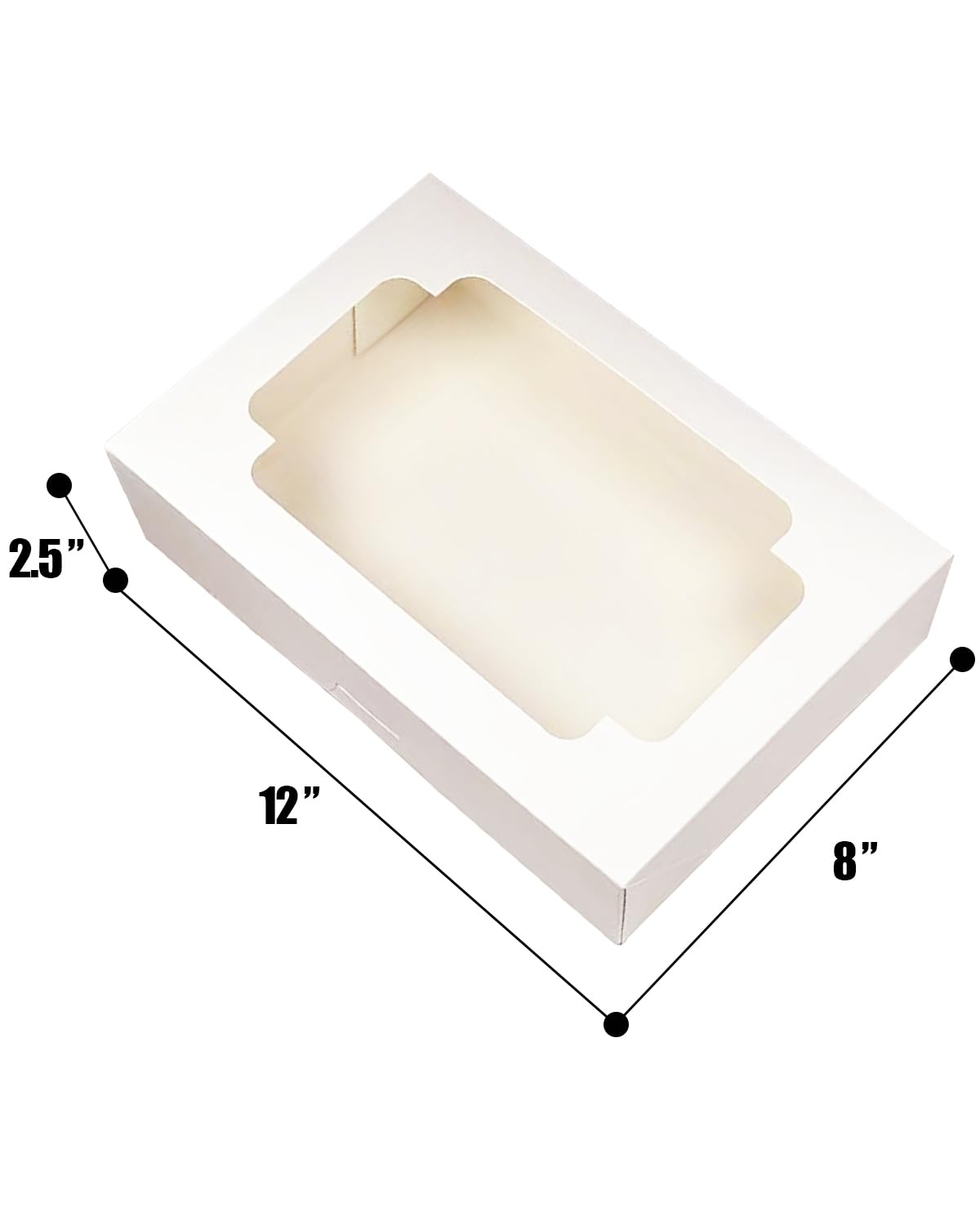 qiqee Auto-pop up White Cookie Box with Window 12x8x2.5 inch 32 Packs Two Uses One Second Folding