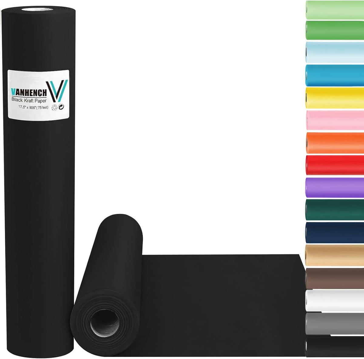 Vanhench Black Wrapping Paper, 17.5" x 963" (80 1/4FT), Art Paper, Birthday, Bouquet Flower
