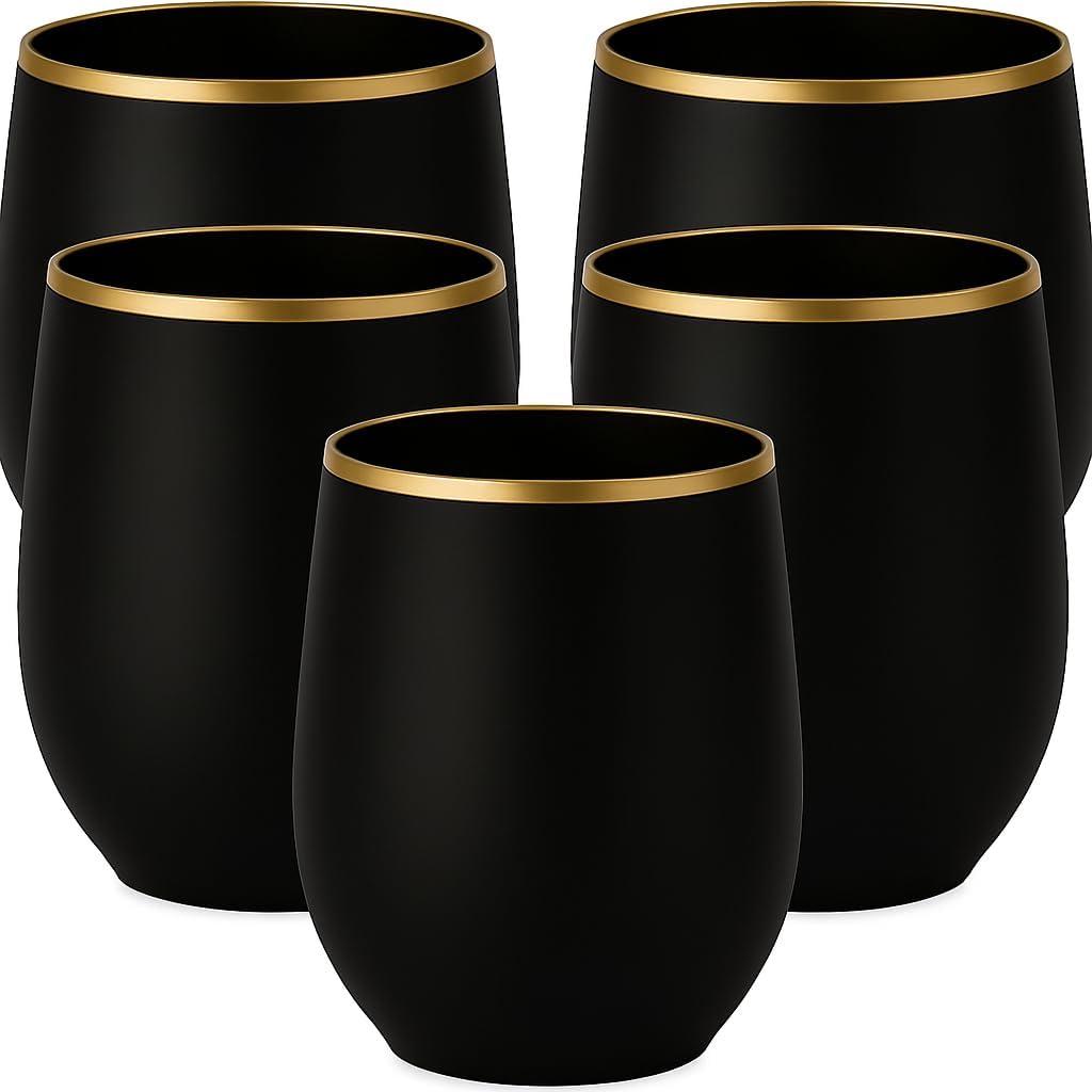 40 count Unbreakable Stemless Plastic Wine Champagne Whiskey Glasses Elegant Durable Disposable