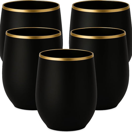 40 count Unbreakable Stemless Plastic Wine Champagne Whiskey Glasses Elegant Durable Disposable