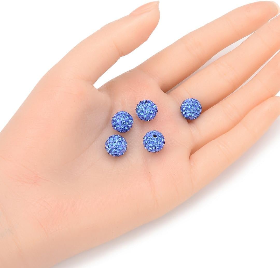 50pcs Adabele Grade A Suncatcher Crystal Rhinestone Pave Loose Beads 10mm Light Sapphire Blue