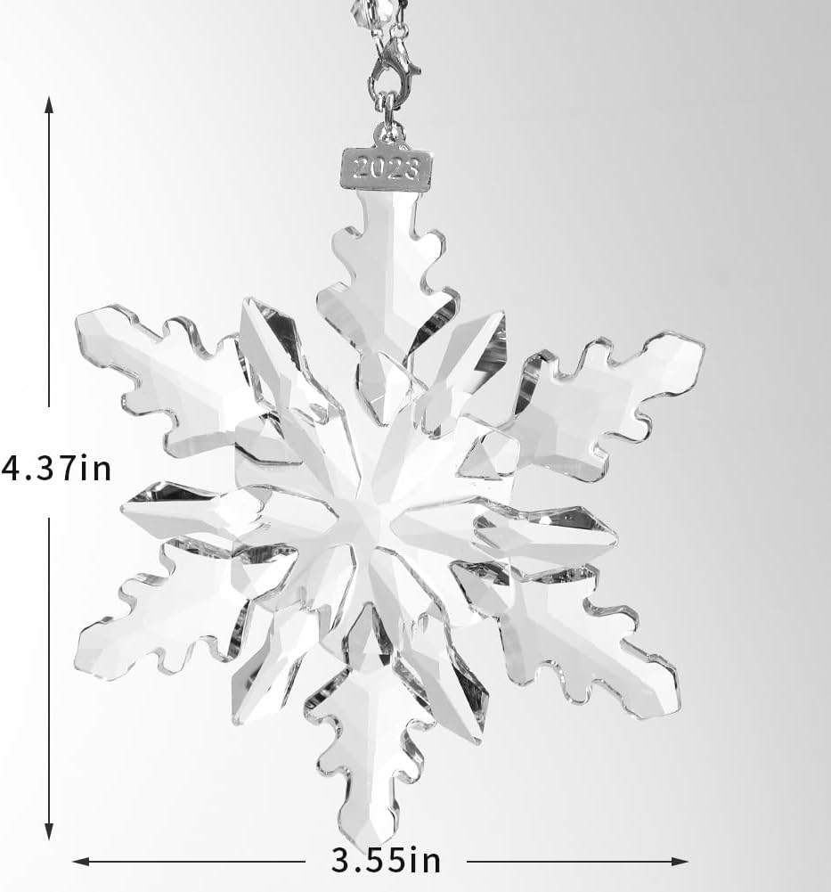 2024 Christmas Ornaments Crystal Snowflake Ornaments Annual Edition Christmas Tree Ornament Home