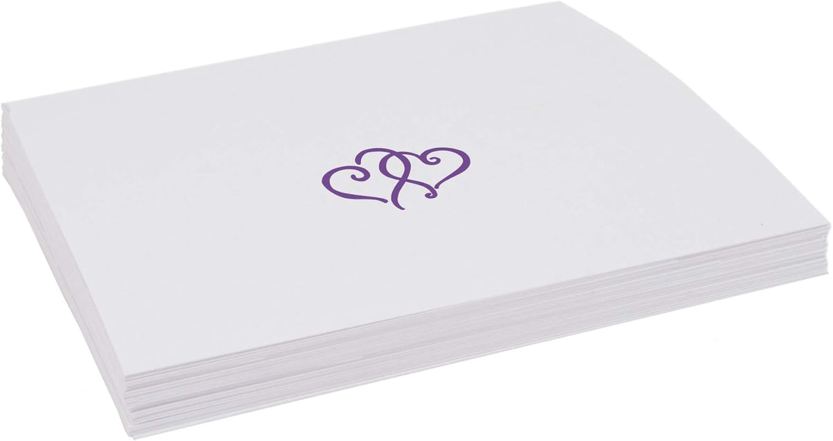 Linked Hearts Place Cards, Purple (Choose Color), Set of 25, Pre-cut and Scored - Wedding, Party