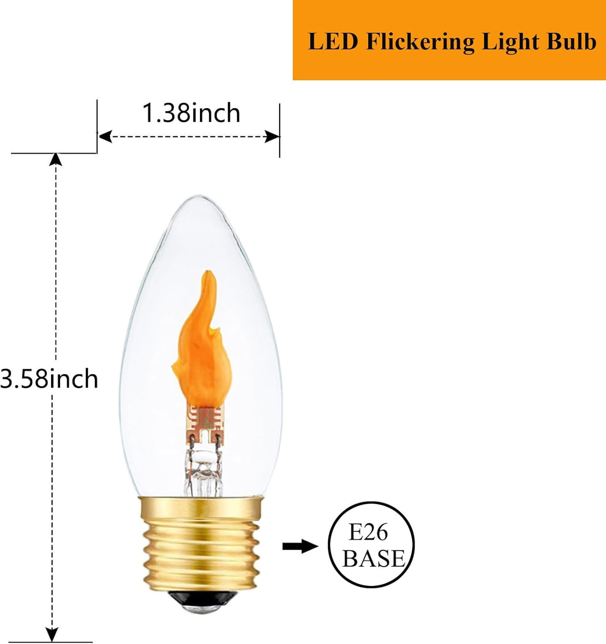 LED Flickering Light Bulbs E26 Flame Effect Bulb Standard Base, Fire Light Bulbs for Halloween