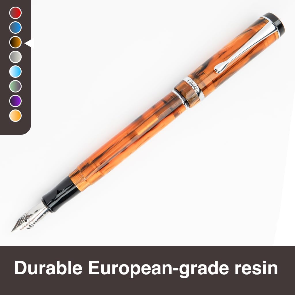 Conklin Duragraph Fountain Pen Amber - Stub Nib, Premium Writing Instrument for Calligraphy &