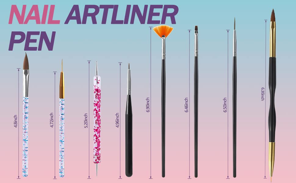 Artdone 31pcs Nail Art Brushes, Nail Art Tool Set, Dotting Tools, Dust Brush,Striping Brushes for