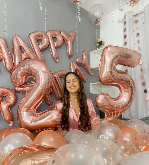 Rose Gold 40 Inch Big Number Balloon Birthday Decoration, Number 2 Helium Balloon 12 20 22 23 24 26