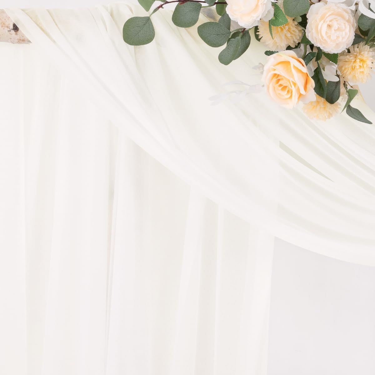 Socomi Ivory White Wedding Arch Draping Fabric 29" x 20Ft 1 Panel Sheer Outdoor Curtain Drapes