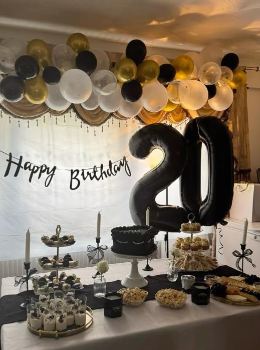 40 Inch Black Large Number 4 Birthday Balloon, Giant Numbers Four 14 24 34 40 44 Balloons, Foil