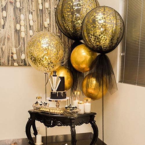 36 Inch Jumbo Confetti Balloons, Giant Latex Balloon with Gold Confetti (Premium Helium Quality)