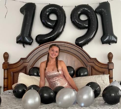Foil 40 Inch Big Black 9 Balloon Number, Giant Happy 9th 19 29 39 49 99 Birthday Party Supplies