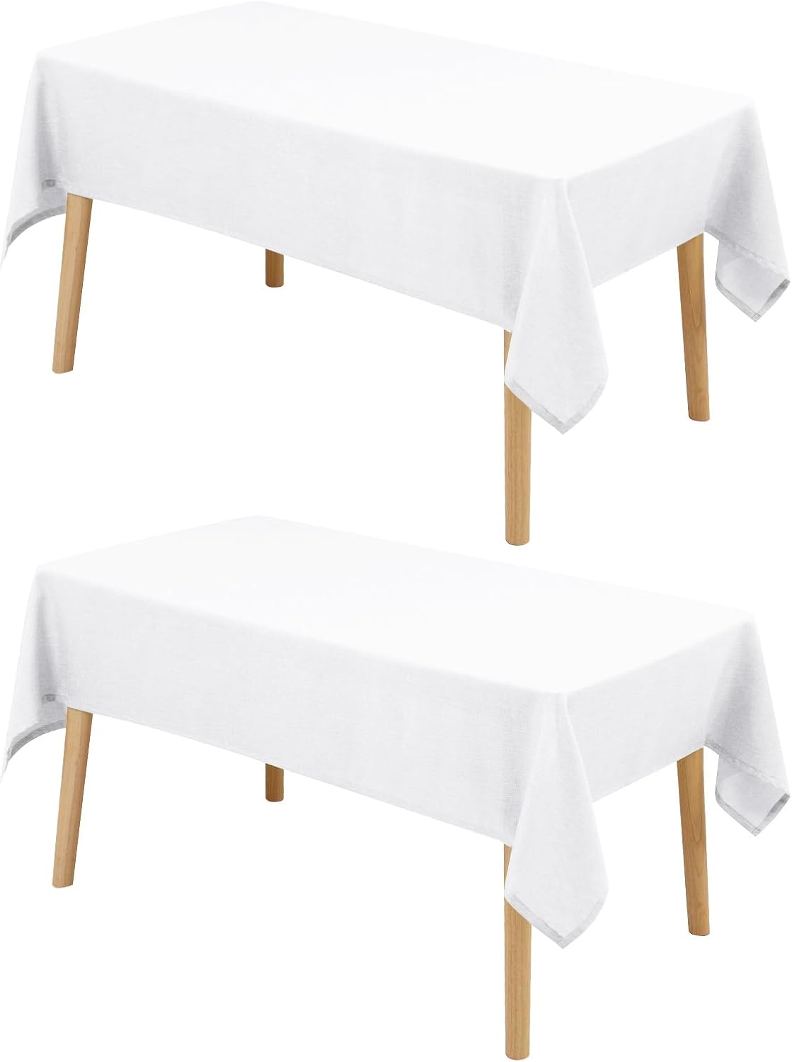 Hiasan 2 Pack Faux Linen Rectangle Tablecloth - Wrinkle and Stain Resistant Washable Table Cloth