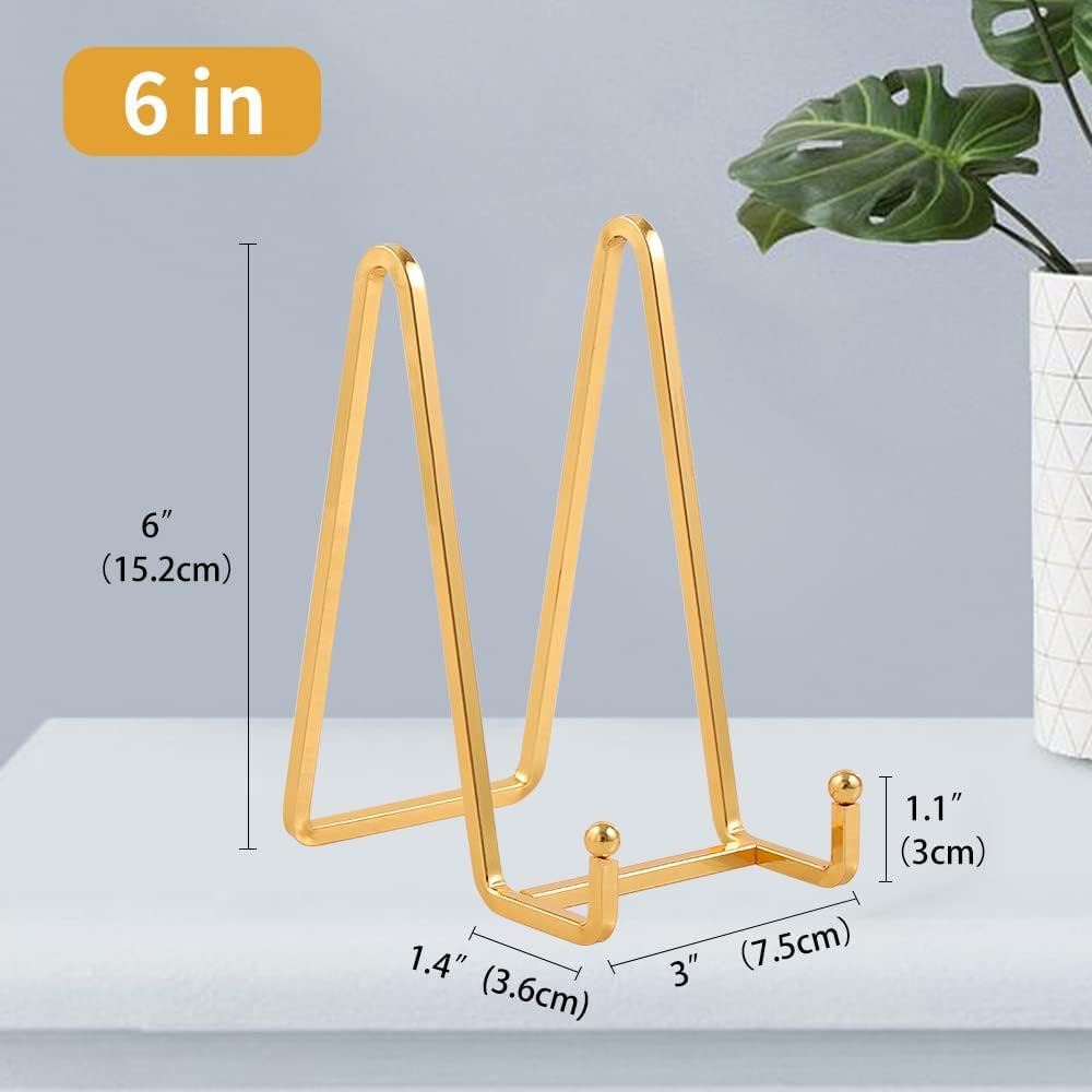 Plate Holder Easel Display Stand - 6 inch Metal Plate Stands for Display - Tabletop Picture Stand