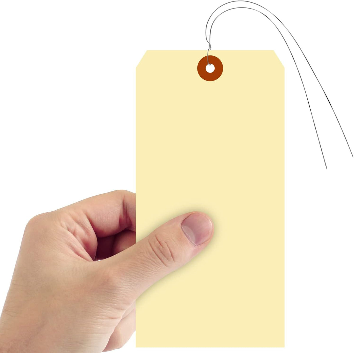 SmartSign Blank Manila Shipping Tags with Wire, Size-12, Pack of 50, 15pt Thick Prewired Cardstock