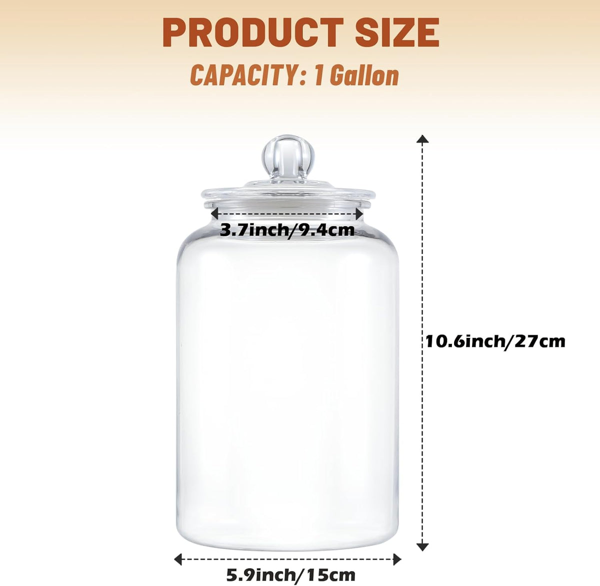 2 Pack 1 Gallon Plastic Cookie Jars, Unbreakable Apothecary Jars with Airtight Lids, Food Storage